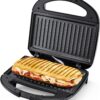 YASHE Grill Panini, 750W Appareil Panini avec Plaques Anti-adhesif, Appareil Croque Monsieur, Temperature Automatique, Indicateur LE