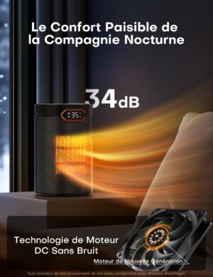 Chauffage d'appoint QEXREED 1500W PTC avec télécommande