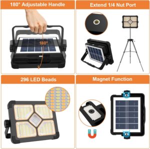 71VRqju8CcL._AC_SL1500_.jpg ERAY 150W Projecteur LED Rechargeable, Projecteur LED Chantier Portable Batterie 15000mAh, Lampe de Travail 5 Modes296 perles LEDP