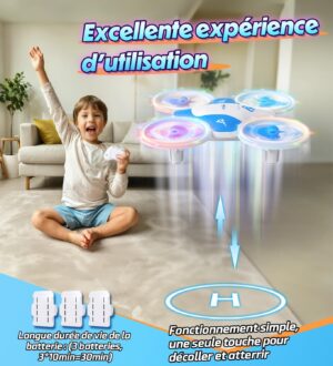 71VX0K54QFL._AC_SL1500_.jpg Korffe Mini drone pour enfants de 6 7 8 9 et 10 ans et plus, jouet avion telecommande pour enfants et debutants avec lumieres LED, i