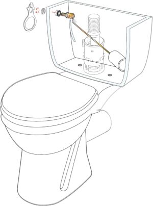 Wirquin 10724137 Chasse d'eau wc robinet flotteur a alimentation laterale F2, laiton