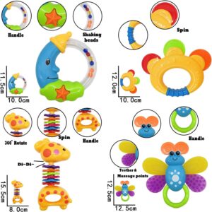 AIVIAI Hochet Bebe pour 0 3 Mois Jouet de Dentition Ensemble Premiers Jouets Bebe Ensemble Cadeau avec boite de rangement Hochets mu