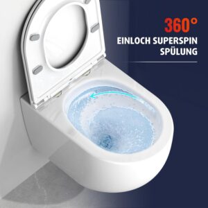 71Vz6SROrRL._AC_SL1500_.jpg Rainsworth Superspin 360 Wall-Mounted Rimless Toilet Seat and Toilet Seat with Soft-Close Mechanism White