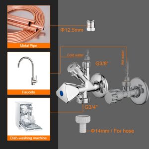 Ibergrif M22023, Vanne d'Angle Combinee, Robinet Equerre Combine Universelle Auto-Etanche, Vanne de Raccordement pour Lave-Vaisselle