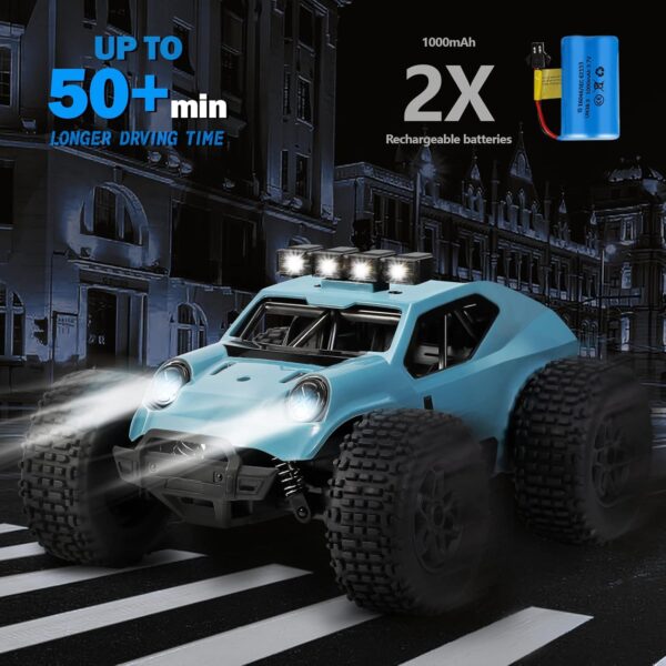 Kizeefun Voiture Telecommandee, 2,4 Ghz 120 RC Vehicule Tout-Terrain 20 KmH Jouet Electrique Tout-Terrain avec 2 Piles 50 Min De L
