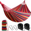 Anyoo Hamac d'exterieur de Camping, en Plein air Portable en Toile, Leger avec Sangles respectueuses des Arbres, Sac de Transport, P