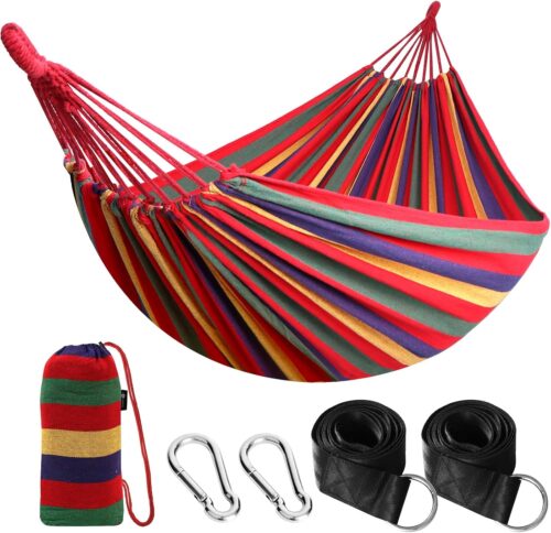 Anyoo Hamac d'exterieur de Camping, en Plein air Portable en Toile, Leger avec Sangles respectueuses des Arbres, Sac de Transport, P