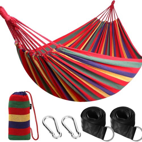 Anyoo Hamac d'exterieur de Camping, en Plein air Portable en Toile, Leger avec Sangles respectueuses des Arbres, Sac de Transport, P