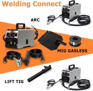Poste a Souder Mig 250A, 3 en 1 Mig Welder Inverter, Affichage NumeRique LED Tig Mig Welder, Poste de Soudage Portable, 240V Machine
