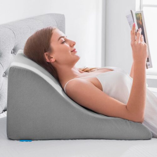 NOFFA Coussin de Lecture en Mousse a Memoire de Forme pour Lit Oreiller Cale Dos Coussin a Coin Triangle est Ideal pour Soutenir Le
