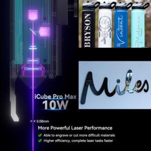 SCULPFUN iCube PRO MAX Machine de gravure laser 10W portable avec une precision de gravure de 0,05 mm, gravure hors ligne, graveur l