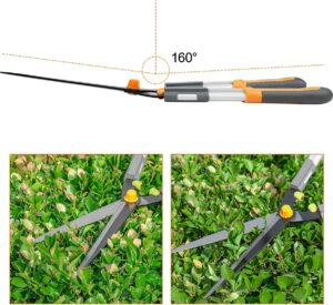 AIRAJ Hedge Shears (60 cm), with serrated blade in three sections and non-stick coating, manual hedge shears for trimming, ideal for