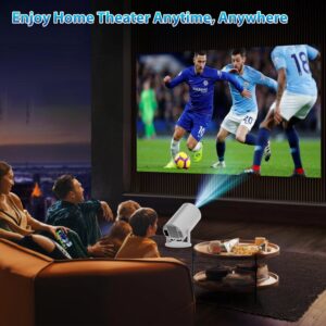 Built-in App Mini Projector 1080P 4K Supports Mini Portable Projector, Dual Control with Mouse Android TV WiFi 6 BT5.2 180 Rotati