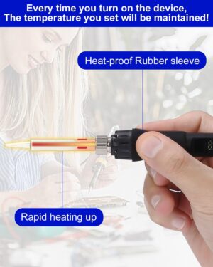 Yulado Fer a Souder,Kit de Fer a Soudure 100W,Visible Fer a Souder Electrique,Fer a Souder Etain de Precision,Temperature Reglable 1