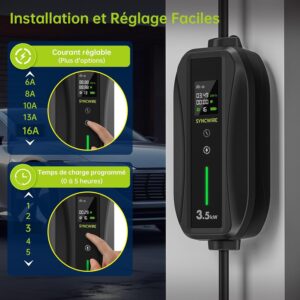 SYNCWIRE Electric Car Charger 7.5 m Type 2 Cable 68101316A Adjustable Electric Current, Schuko Plug Charging Station Wallbox P