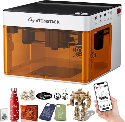 ATOMSTACK P1 Gravureuse Laser Encastree, Mini Machine a Gravurer Laser, Coupeur Laser Portable 5W, Application et Logiciel AtomStack