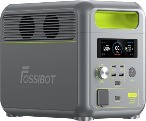 FOSSiBOT F1200 Portable Electric Station 1024Wh, Solar Generator with 4 2000W Mains Outlets (Surge 4600W) for Outdoor Travel, Campin