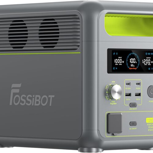 FOSSiBOT F1200 Portable Electric Station 1024Wh, Solar Generator with 4 2000W Mains Outlets (Surge 4600W) for Outdoor Travel, Campin