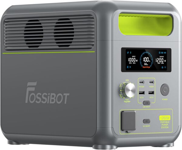 FOSSiBOT F1200 Portable Electric Station 1024Wh, Solar Generator with 4 2000W Mains Outlets (Surge 4600W) for Outdoor Travel, Campin