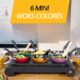 RoDzj Mini Wok Party Set 6 Pieces Ø12cm Revetement Antiadhesif Small Wok avec Isolation Poignee pour le Tablegrill Mini Crepiere