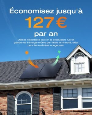 Kit solaire EcoFlow STREAM, Micro-onduleur 800W relie au reseau, panneaux solaires PV 400W2 avec support de toit incline, controle