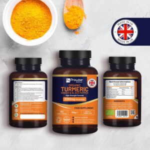 Curcuma bio 2280 mg (haute resistance) avec poivre noir et gingembre - 180 capsules de curcuma vegetaliennes avec ingredient actif c