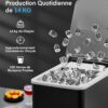FOHERE Machine à Glaçons, 14Kg en 24h, 9 Glaçons en 5 Minutes, 2 Tailles de Glaçons, Ice Maker Portable de Comptoir, Appareil à Glac