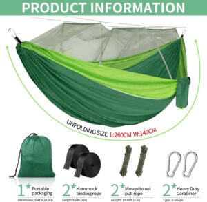 CIRULLI Hamac avec filet anti-moustiquaire, 260 x 140 cm, charge maximale de 300 lb, ultra leger et robuste, hamac portable double n