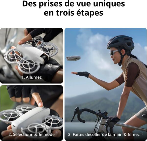 DJI Neo Fly More Combo polyvalent, Mini Drone avec camera 4K, drone autonome 135g, fonction follow me, demarrage manuel, suivi de sc