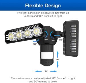 SANSI Projecteur LED Exterieur 3600LM avec Detecteur de Mouvement, Spot LED Exterieur 5000K avec 2 Tetes Reglables, Lumiere de Secur