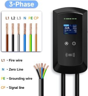 71Ynx2V3wKL._AC_SL1500_.jpg Câble de recharge voiture électrique AFYEEV 22 kW 3P 5 m