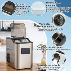 Machine à glaçons Nugget RELAX4LIFE 27 kg/24h inox