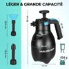 HAUSHOF Pulverisateur Mousse Manuel 2 L, Pulverisateur a Pression a Main avec 2 Buses Reglables, pour Lavage Voiture, Nettoyage Dome