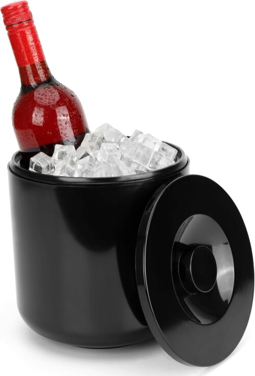 Seau à glace isotherme Kurtzy noir 4 L avec couvercle