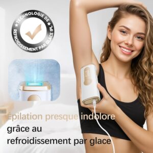 Haarlosy Epilateur Lumiere Pulsee avec Indolore Refroidissement, 3 en 1 HRSCRA IPL Epilateur Laser pour AissellesMaillotCorps,