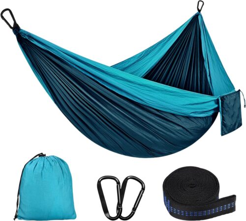 Hamac d'exterieur de Camping, 300 kg Capacite de Charge,(300 x 200 cm) Nylon Parachute Respirant,Portable Hamac 2 Places pour Le Jar