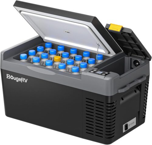 BougeRV CRPRO Glaciere a Compression, Frigo Voiture 20 litres(-22C10C), 1224V DC 110-240V AC Glaciere Voiture, Frigo Compression