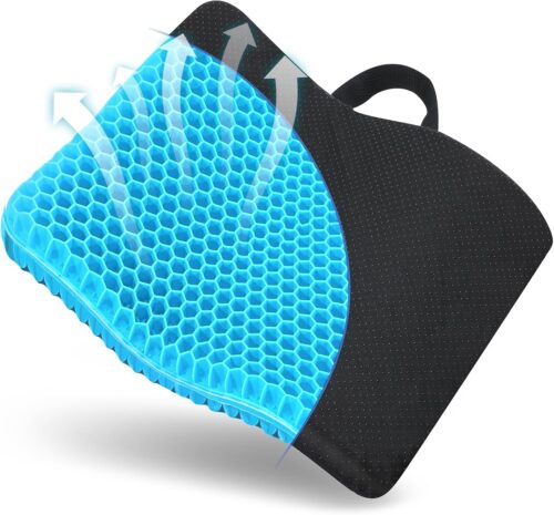 Coussin de Siege en Gel a Memoire, Coussin en Gel, Coussin Chaise Ergonomique Orthopedique pour Bureau, Voiture, Fauteuil Roulant, C