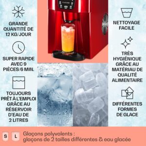 Machine à glaçons Klarstein 2L, jusqu’à 12 kg, eau froide