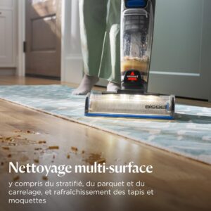 BISSELL CrossWave OmniFind, Aspirateur Balai Laveur Sans Fil, Aspire Lave en Meme Temps, LED FurFinder pour Detection Facile de Sa