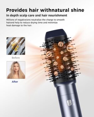 Air Styler 6 In 1 Hair Styler avec Seche Cheveux, Brosse Soufflante, Brushing Brosse Soufflante, Brosse Lissante Cheveux, Boucleur a