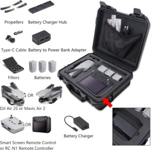 Mallette professionnelle etanche pour drone DJI Air 2s et Mavic Air 2 - Accessoires compatibles avec les manettes DJI RC Pro