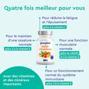 Multivitamines et Mineraux Hautement Doses, Avec Zinc, Selenium, Calcium, Biotine, Vitamines A, B1, B2, B3, B6, C, et D3, Pour Immun
