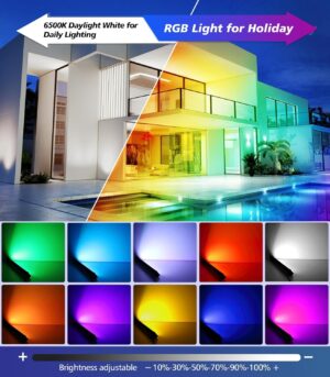 MEIHUA Projecteur LED RGB Barres 42W 2Pack Spot LED Couleur Telecommande, 10 Couleurs 30 Modes, Luminosite Reglable, Etanche IP66,