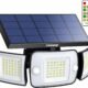 intelamp Lampe Solaire Exterieur avec Detecteur de Mouvement 6000mAh 1200LM Eclairage Solaire,4 Modes Telecommande,IP65 Etanche Pr