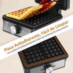 Aigostar Gaufrier pour 2 Gaufres Belges, 1600W, Plaques Profondes Antiadhesives, 20,2x17,2x2 cm, Gauffrier avec Temperature Reglable