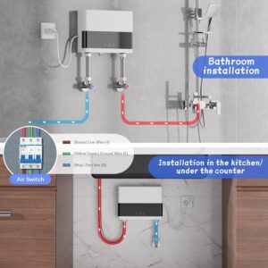 JAOGAUS Instant Water Heaters, 6000W Energy Saving Tankless Water Heaters with Remote Control, Electric Water Heater for Home Bathro