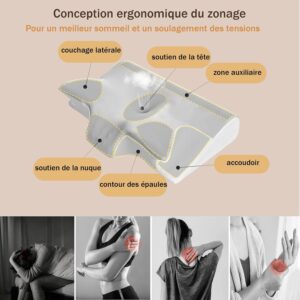Oreiller cervical ergonomique mémoire de forme VD VENTDESIGN