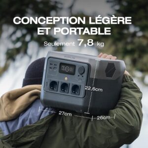 Station electrique portable EF ECOFLOW RIVER 2 Pro, batterie LiFeP04, 768 Wh, charge rapide en 70 min, 3 prises CA de 800 W, generat