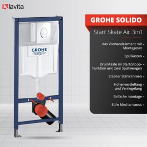 LAVITA Solido Start Wall Unit Sogo Wall-Mounted Toilet White Rimless Toilet Seat with Soft-Close Mechanism Chrome Button Complet